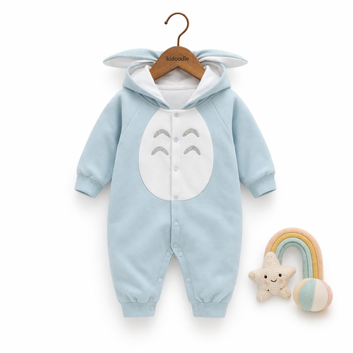 Barboteuse Bébé 100% Coton Mixte — Douceur & Confort Bleu