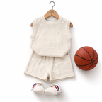 Ensemble 2 pièces Enfant Débardeur & Short Motif Lettres Beige