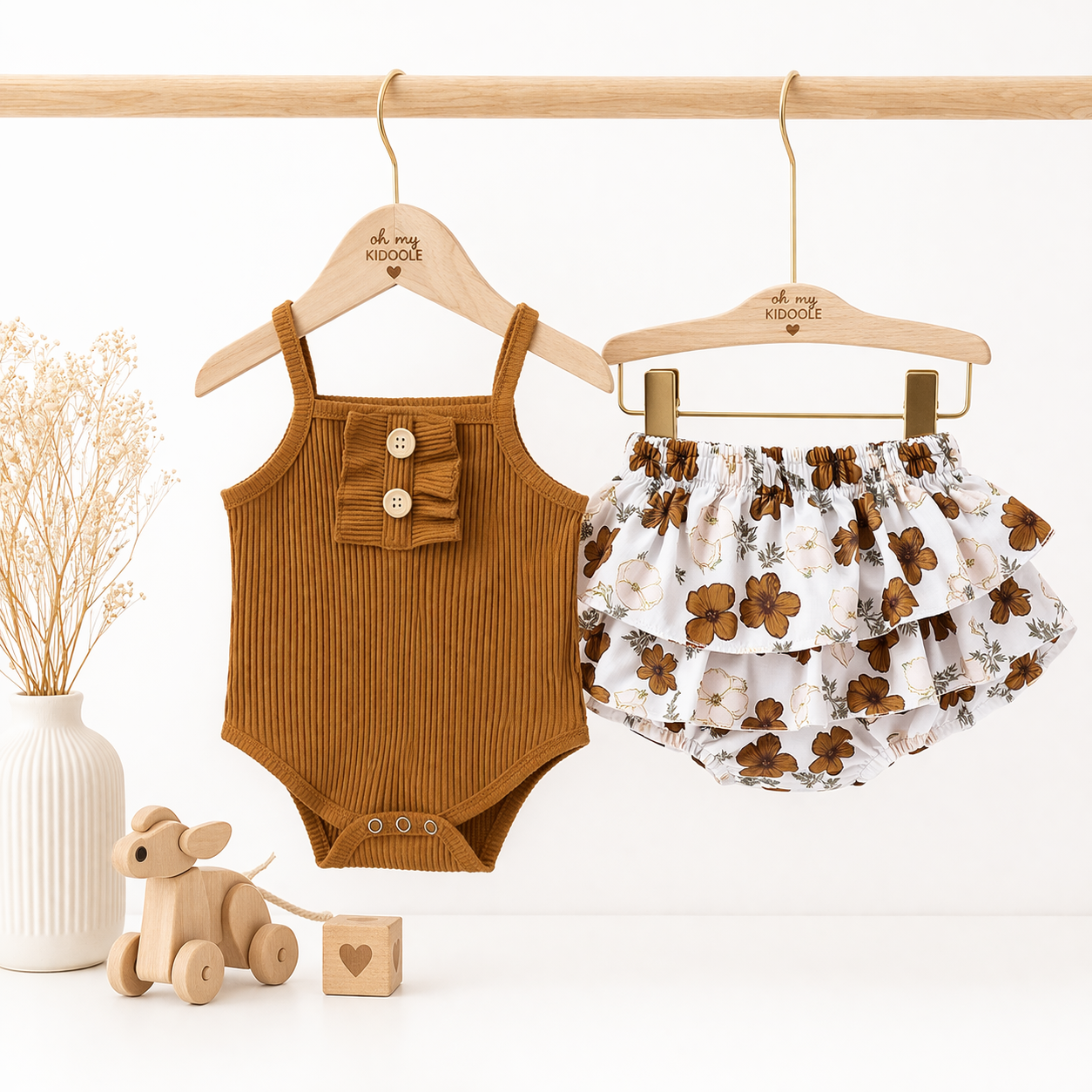 Ensemble 2 Pièces Fille Haut Sans Manches + Jupe 95% Coton 3 Styles A