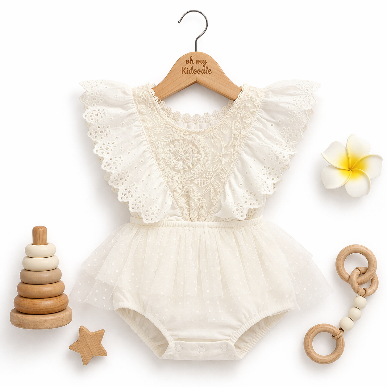 Combinaison Bébé Fille Dentelle Beige