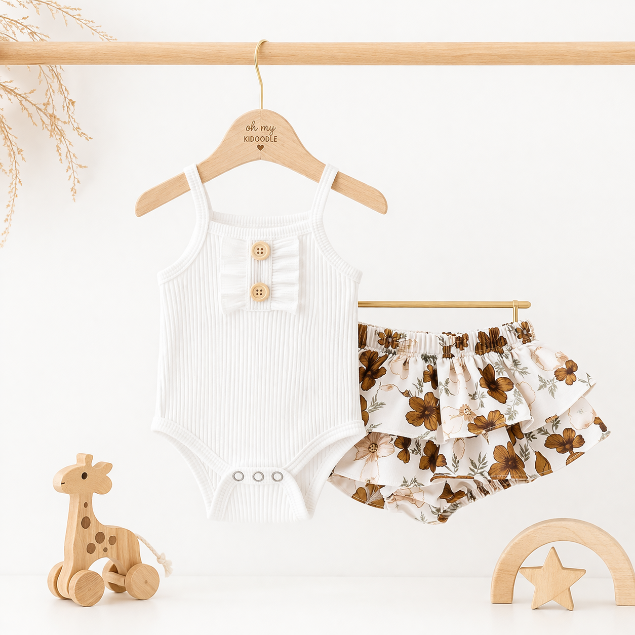 Ensemble 2 Pièces Fille Haut Sans Manches + Jupe 95% Coton 3 Styles B