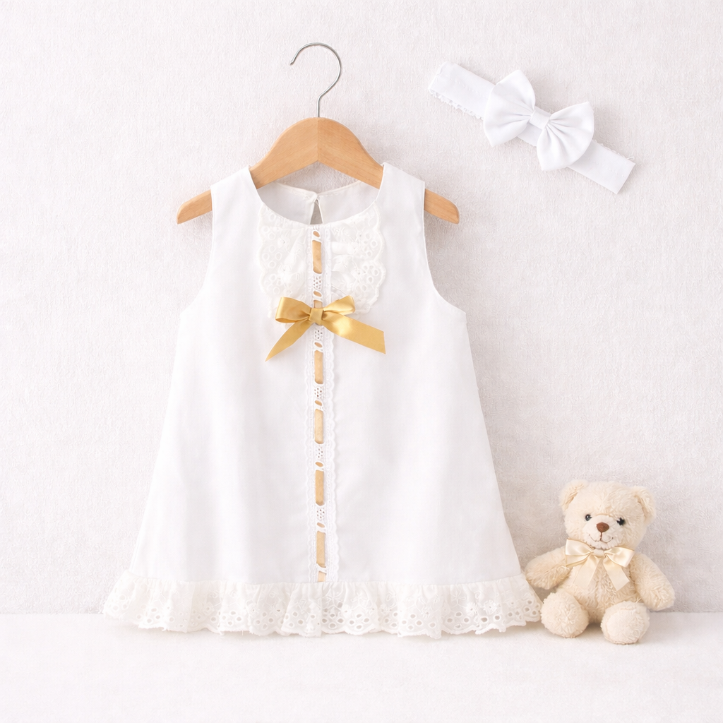 Robe Bébé Fille Sans Manches Nœud - Style Volants