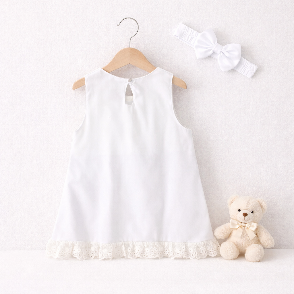 Robe Bébé Fille Sans Manches Nœud - Style Volants