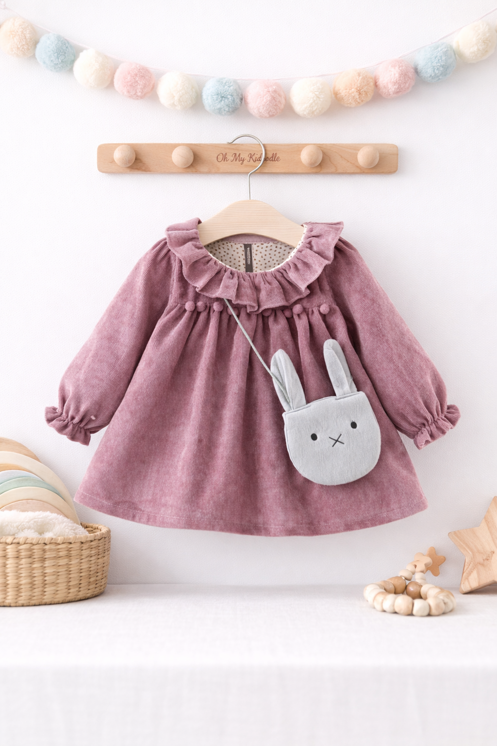 Robe Princesse Manches Longues Fille - Coton Doux Printemps Violet