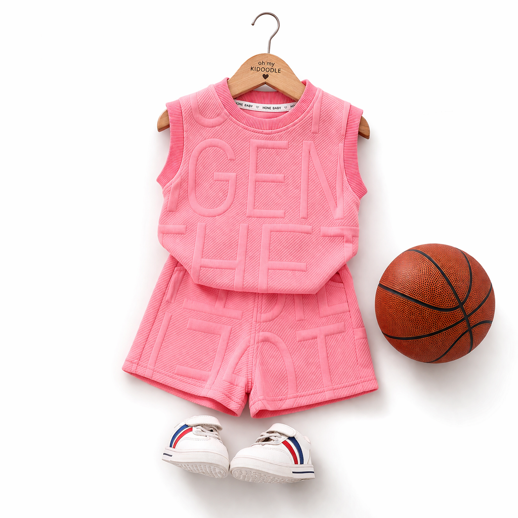 Ensemble 2 pièces Enfant Débardeur & Short Motif Lettres Pink
