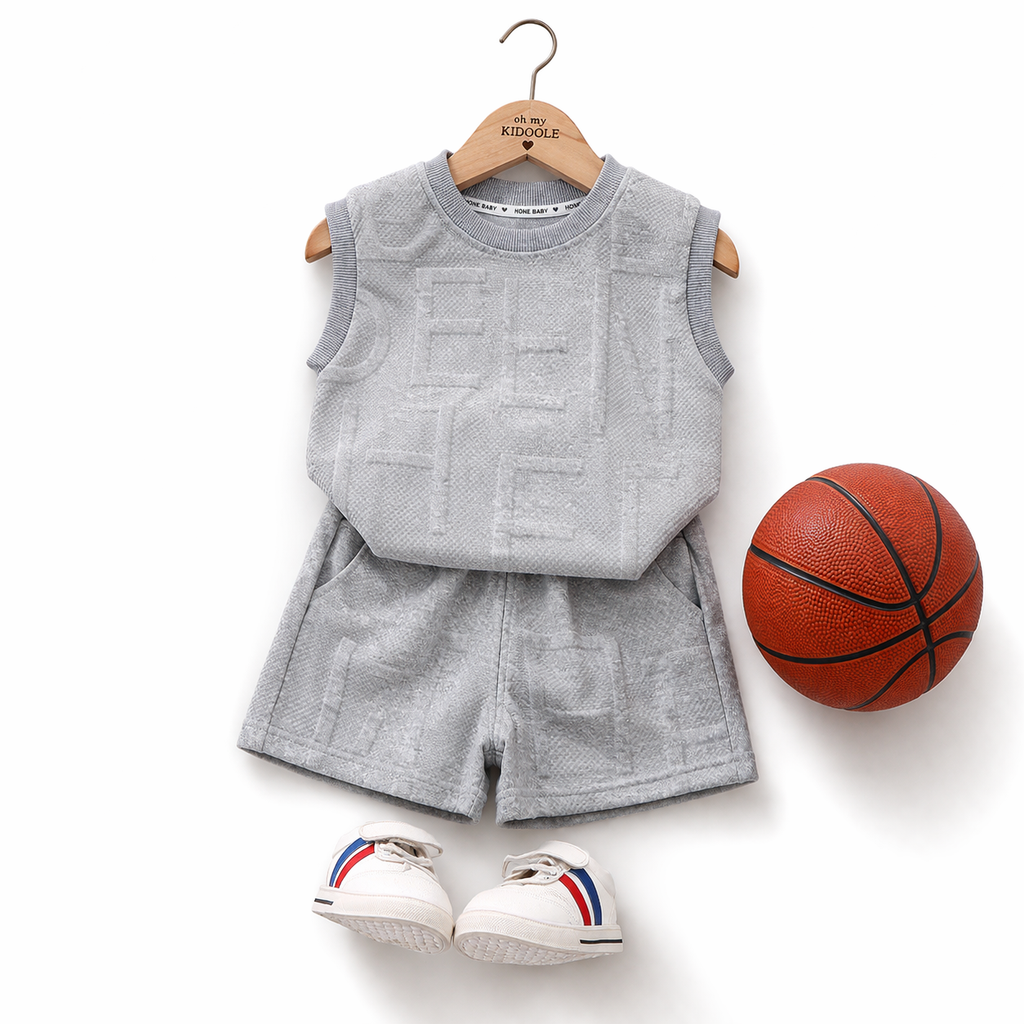 Ensemble 2 pièces Enfant Débardeur & Short Motif Lettres Gray