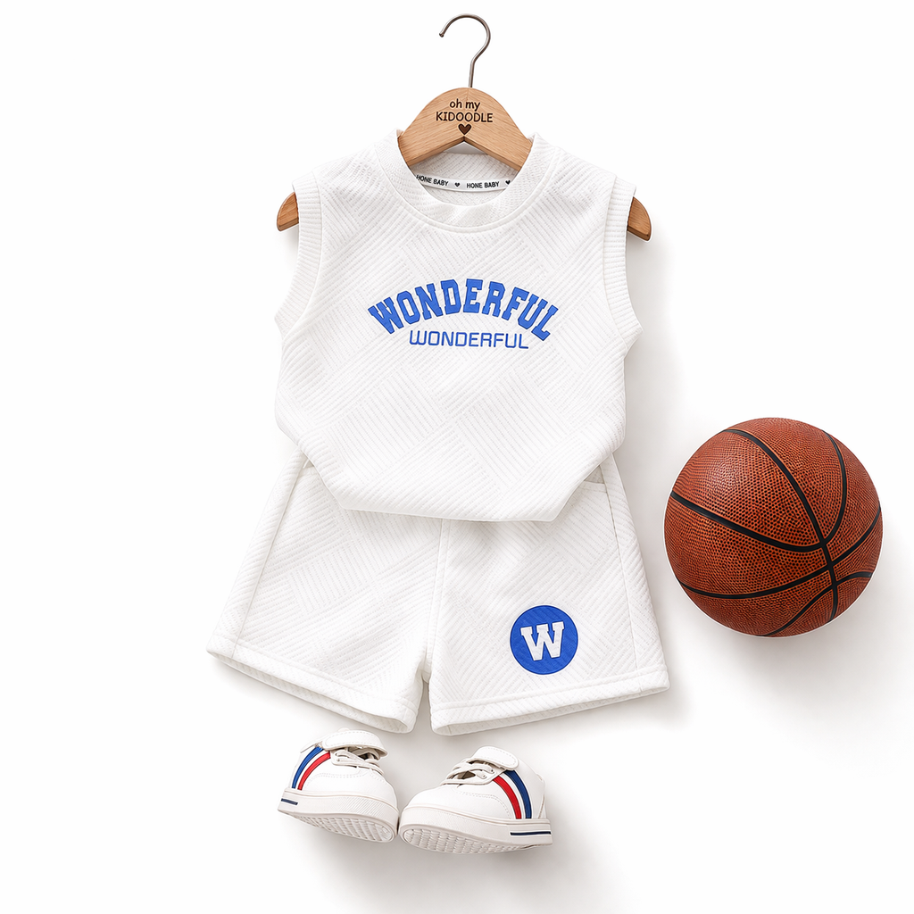 Ensemble 2 pièces Enfant Débardeur & Short Motif Lettres White