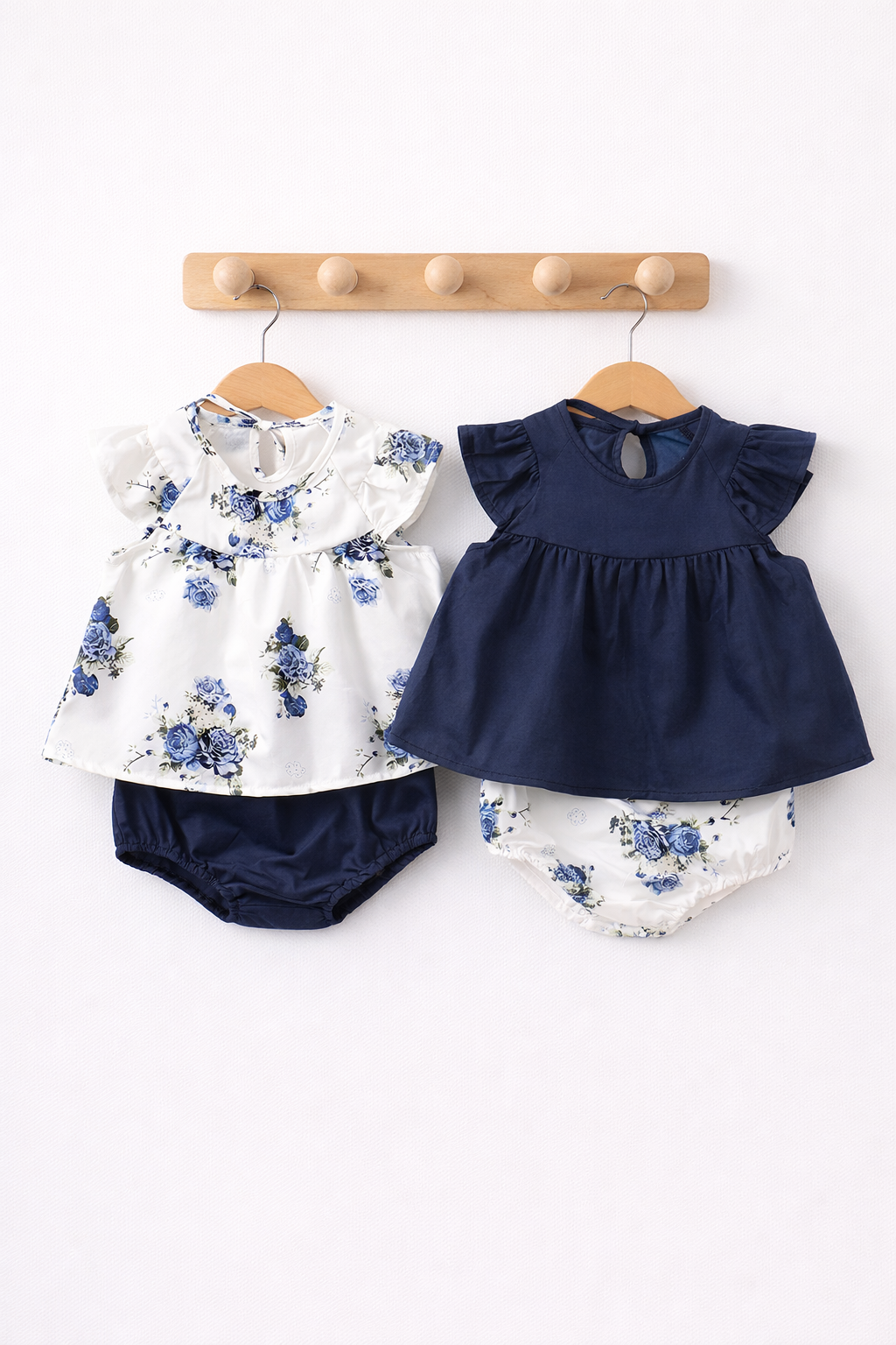 Ensemble Jupe Plissée + Short Floral Bébé Fille - 100% Coton
