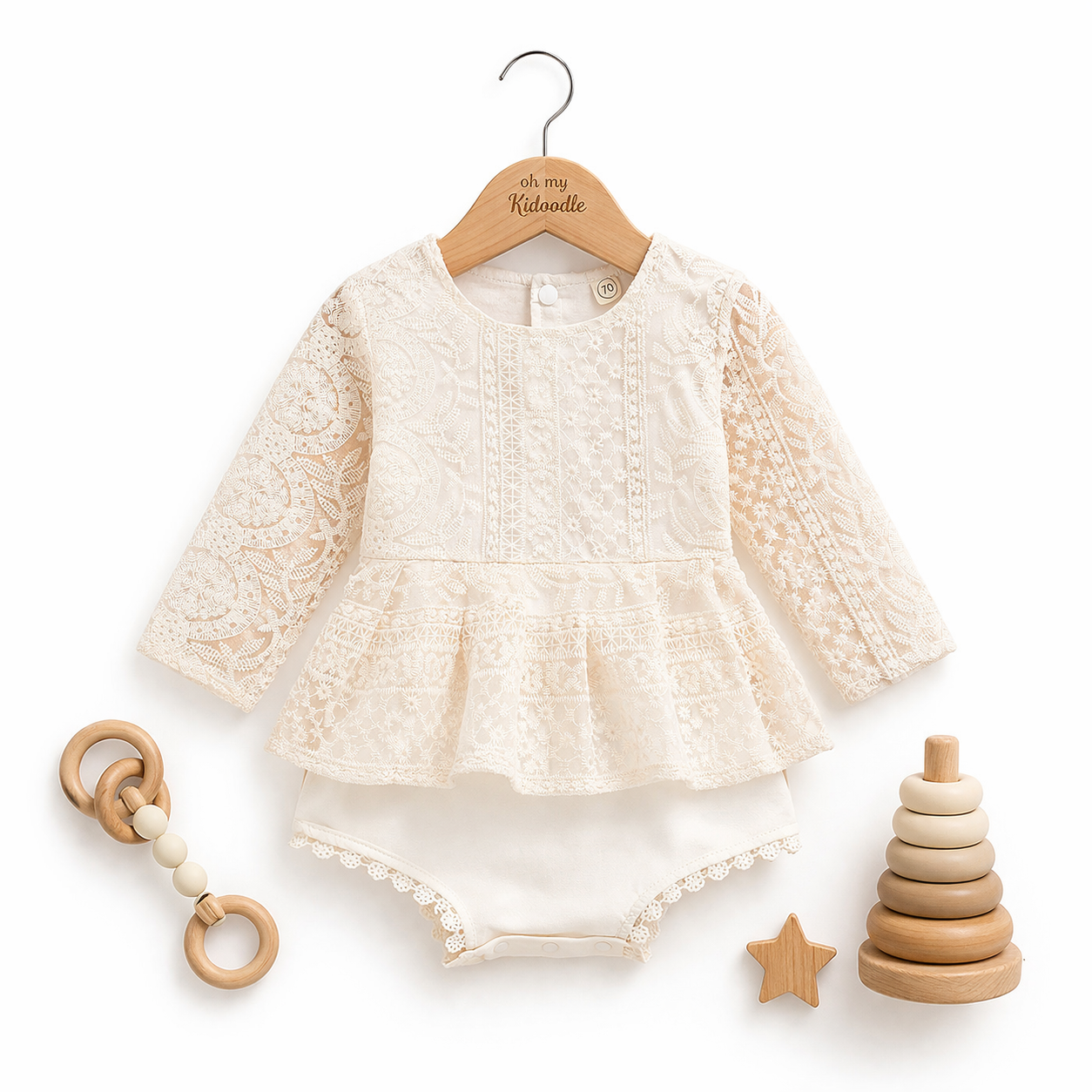 Combinaison Bébé Fille Dentelle Beige Beige