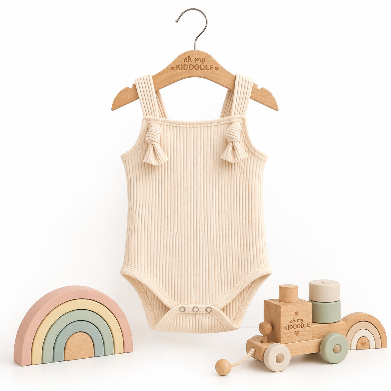 Grenouillère Bébé Coton Sans Manches Beige
